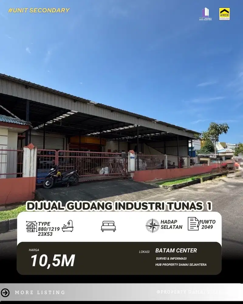 Dijual Gudang Tunas 1 Batam Center