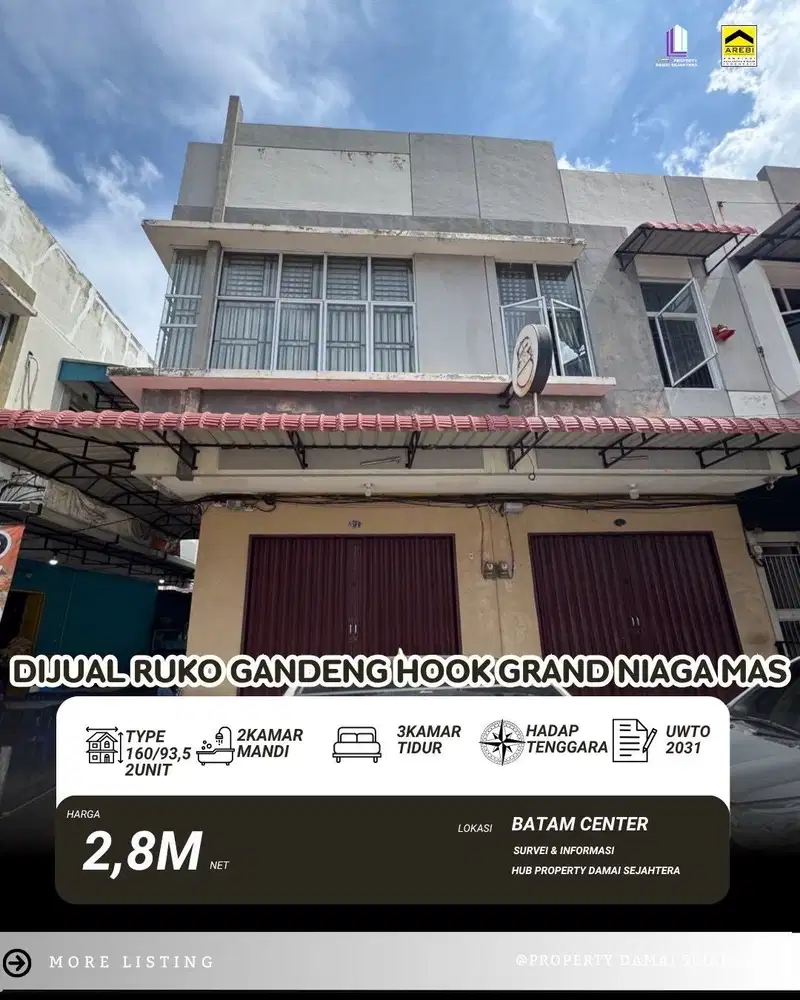 Dijual Ruko Gandeng Hook Niaga Mas Batam Center