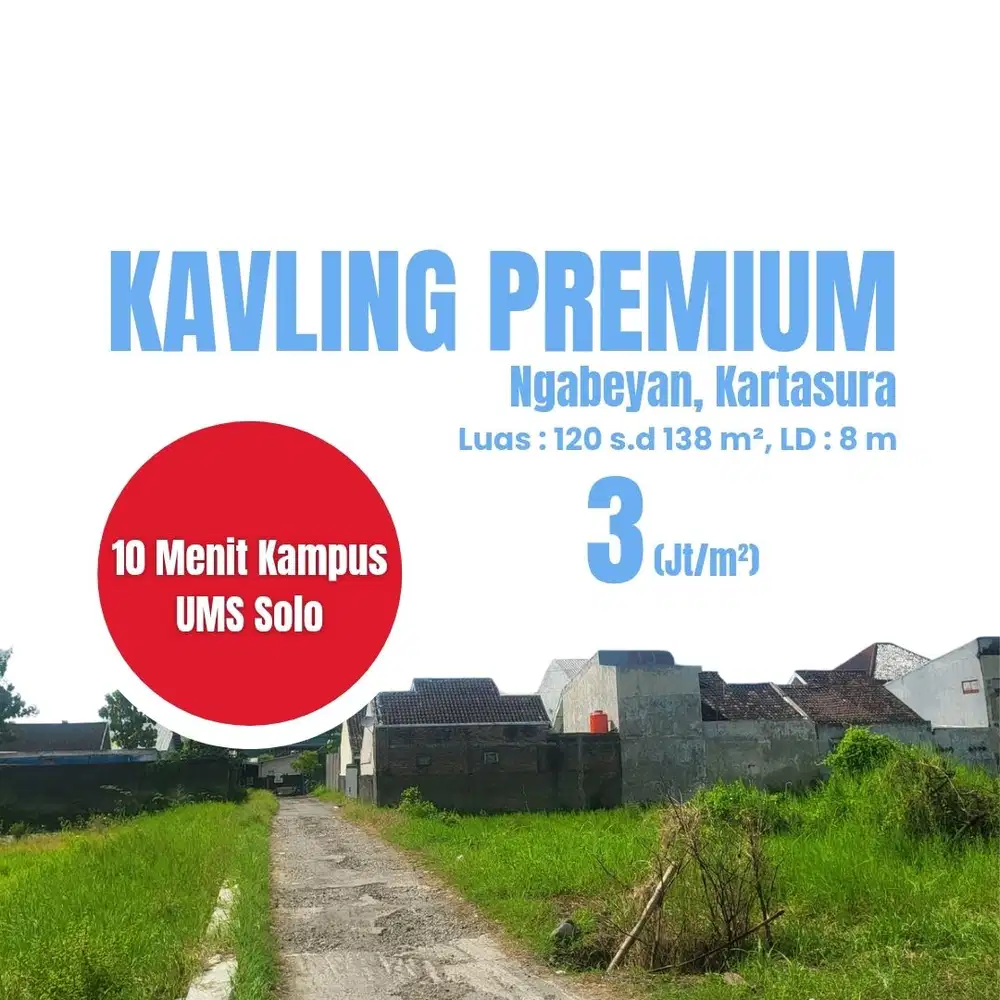 Tanah Strategis Ngabeyan, 400 meter Tugu Kartasura, SHH, Luas 120 m2