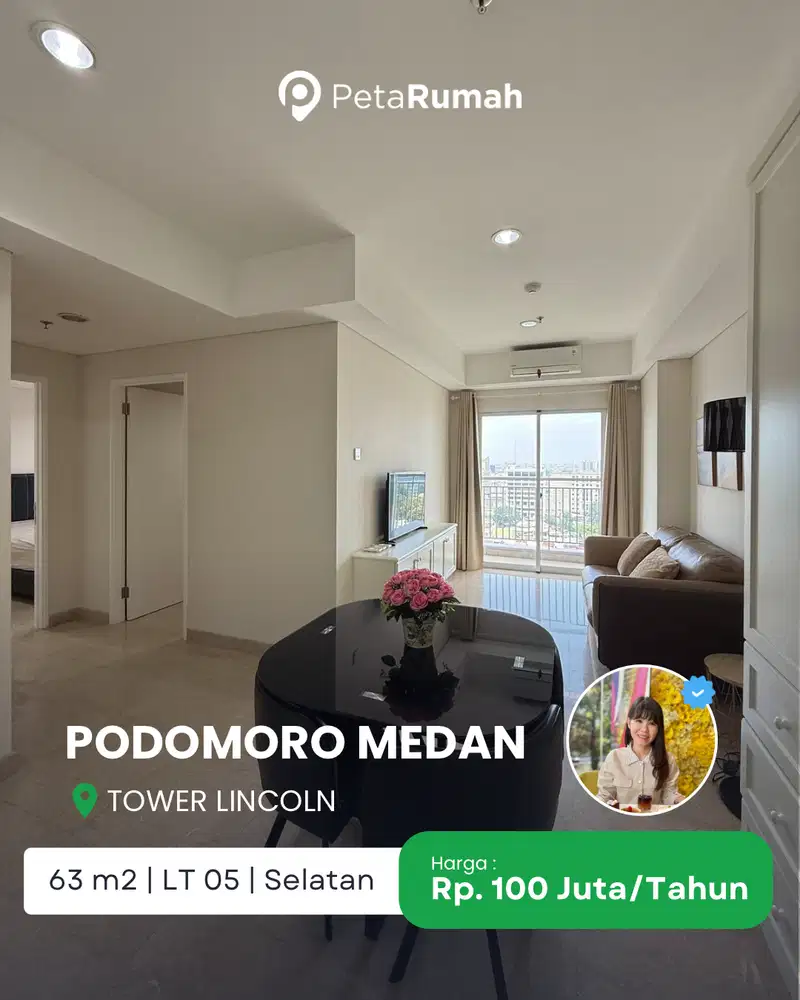 DISEWA APARTEMEN PODOMORO FREE MAINTENANCE TOWER LINCOLN