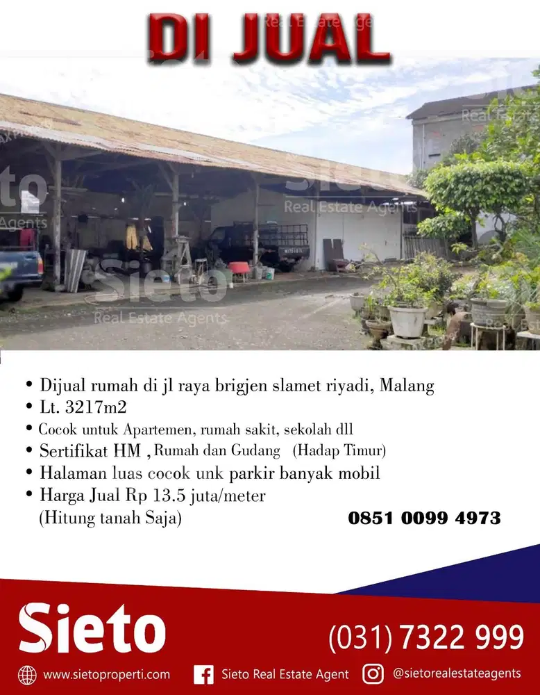 Dijual Rumah di Jl. Brigjen Slamet Riyadi