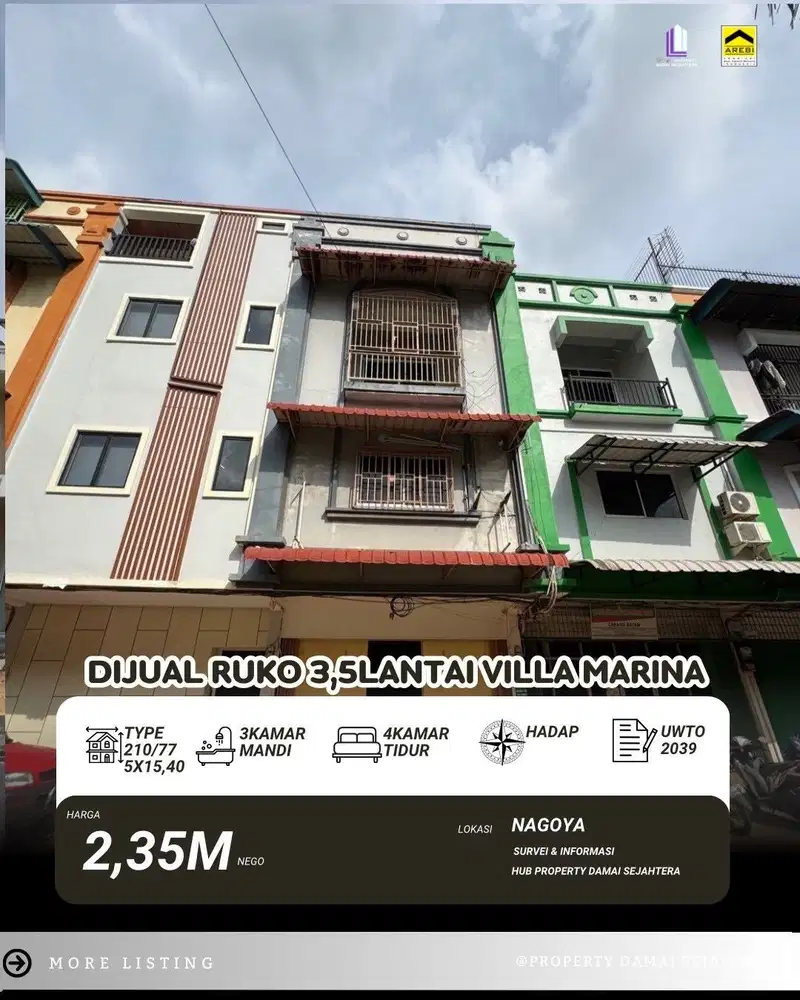 dijual ruko Villa marina nagoya batam