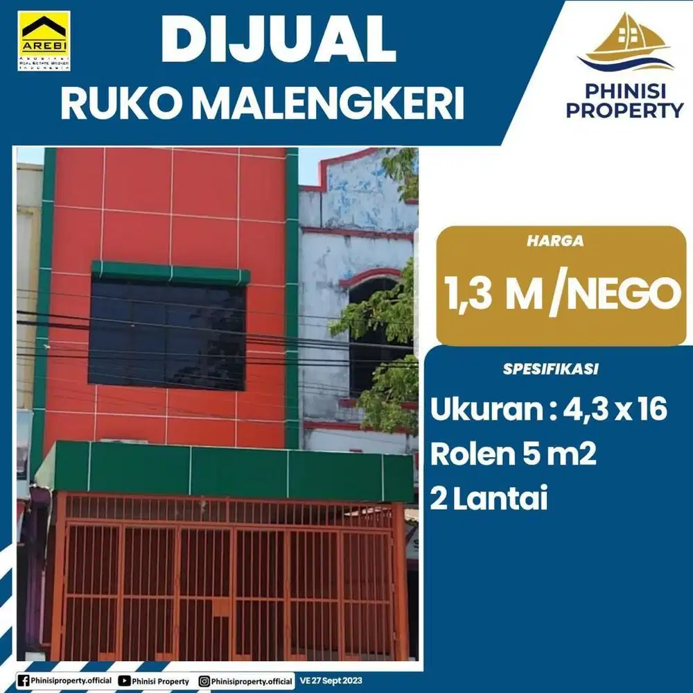 DIJUAL RUKO MURAH DI JL. MALENGKERI POROS AREA RAMAI COCOK BUAT USAHA