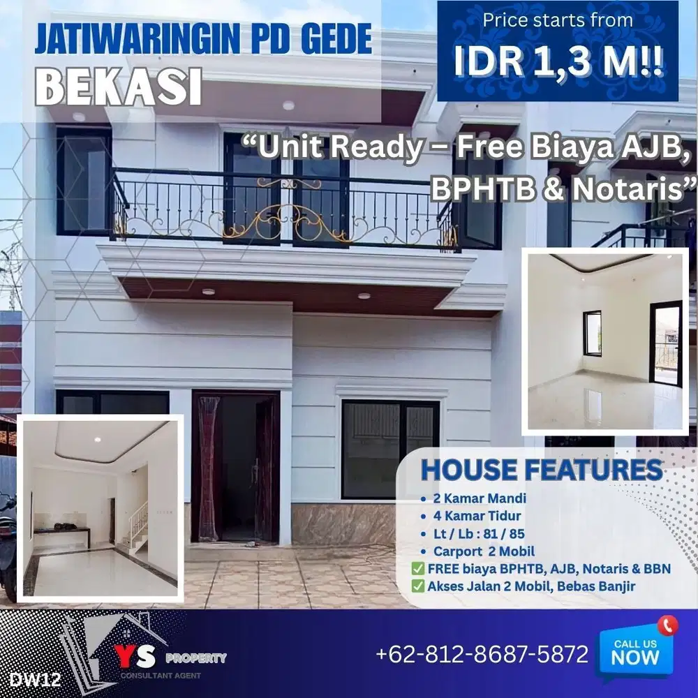Rumah Baru Siap Huni Jatiwaringin – Harga Mulai 1,3 M All In + Free Biaya! DW12
