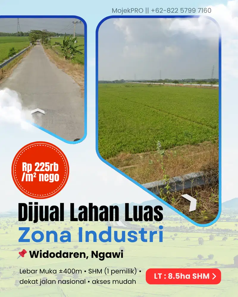 Dijual LAHAN LUAS ZONA INDUSTRI di Kawasan Ngawi Jatim