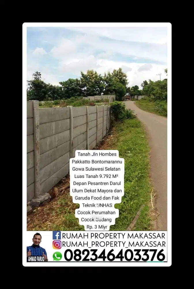 Trn harga jl Hombes Pakkatto Gowa Sulawesi Selatan  LT 9.792