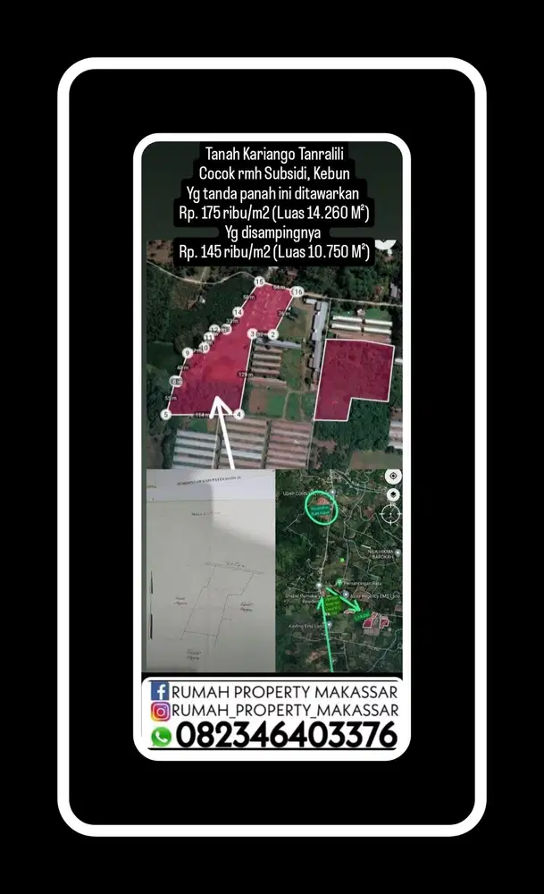 Tanah Kariango Tanralili Cocok rmh Subsidi Luas 14.260 M²
