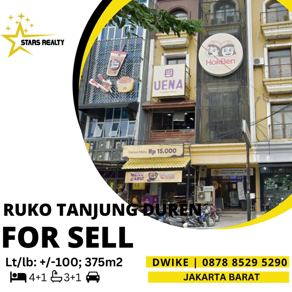 DIJUAL Ruko Tanjung Duren Raya 4,5 Lantai Pusat Kuliner Jakarta Barat