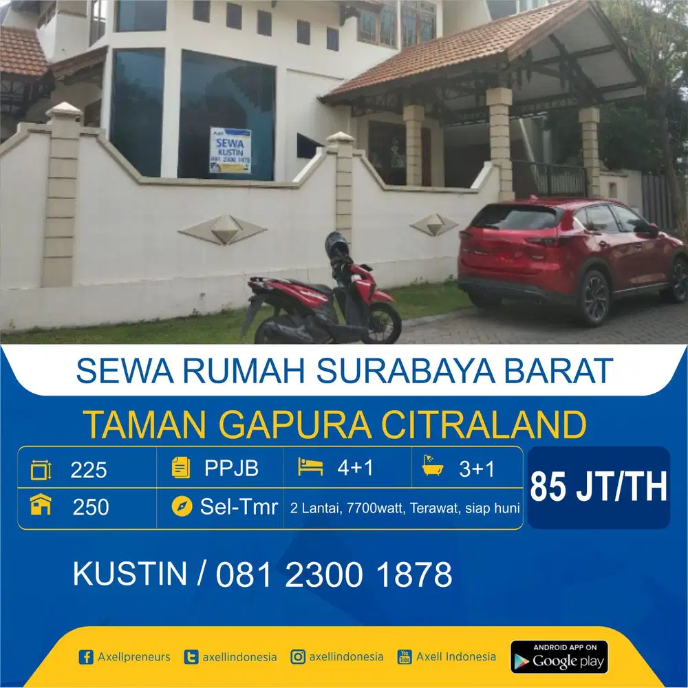 Rumah Citraland Taman Gapura Disewakan