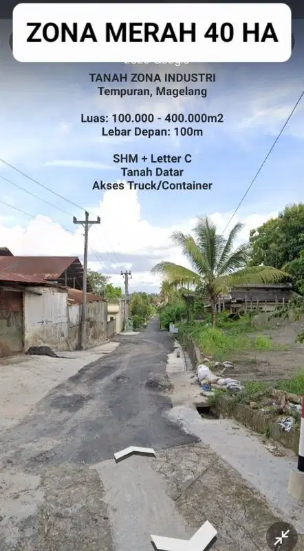 DIJUAL TANAH ZONA MERAH/ INDUSTRI 10 - 40 HA, TEMPURAN MAGELANG