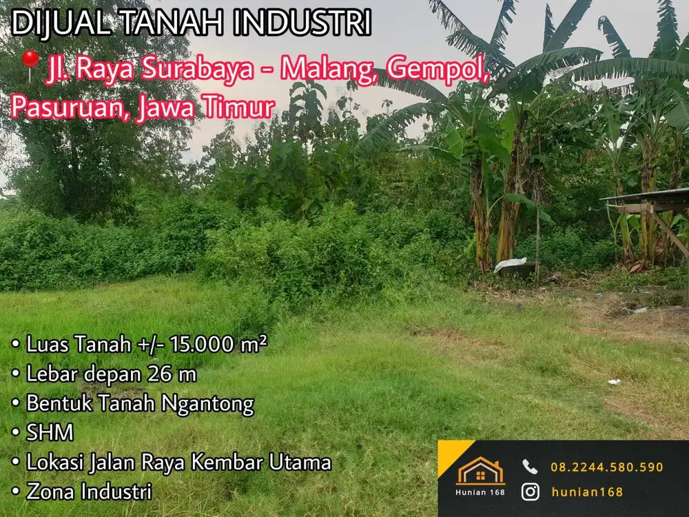 Tanah Industri Gudang Jalan Raya Kembar Arteri Porong Gempol Sidoarjo