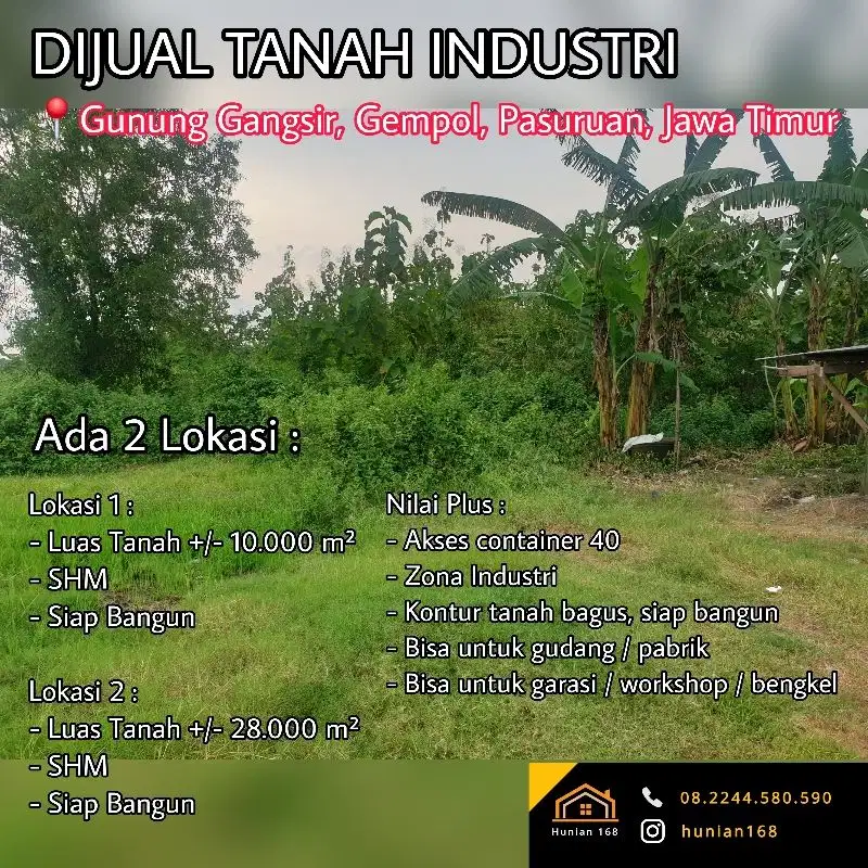 Tanah Industri Gudang Raya Gunung Gangsir Beji Bypass Gempol Pasuruan