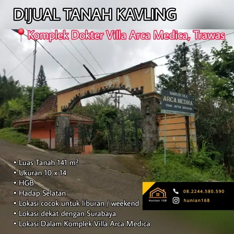 Tanah Kavling Rumah Komplek Villa Vila Arca Medica Bukit Trawas