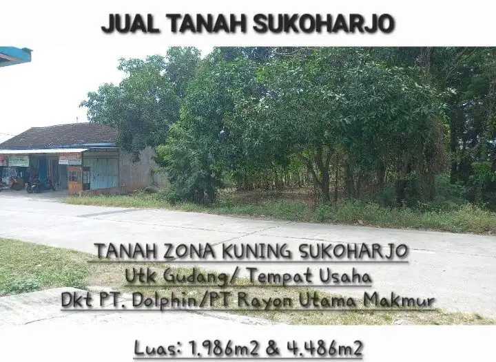 DIJUAL TANAH UNTUK GUDANG, DEKAT PABRIK - PABRIK DI SUKOHARJO, JATENG