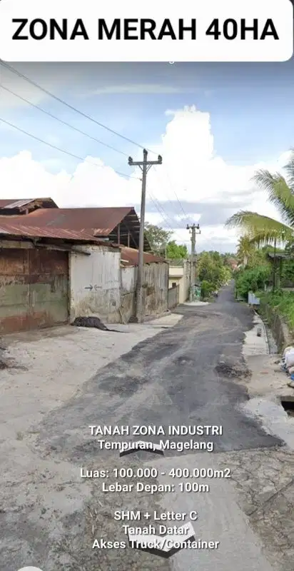 DIJUAL TANAH ZONA MERAH/ INDUSTRI 10 - 40 HA MAGELANG JATENG