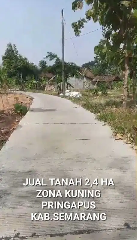 DIJUAL TANAH ZONA KUNING 2,4HA PRINGAPUS KABUPATEN SEMARANG