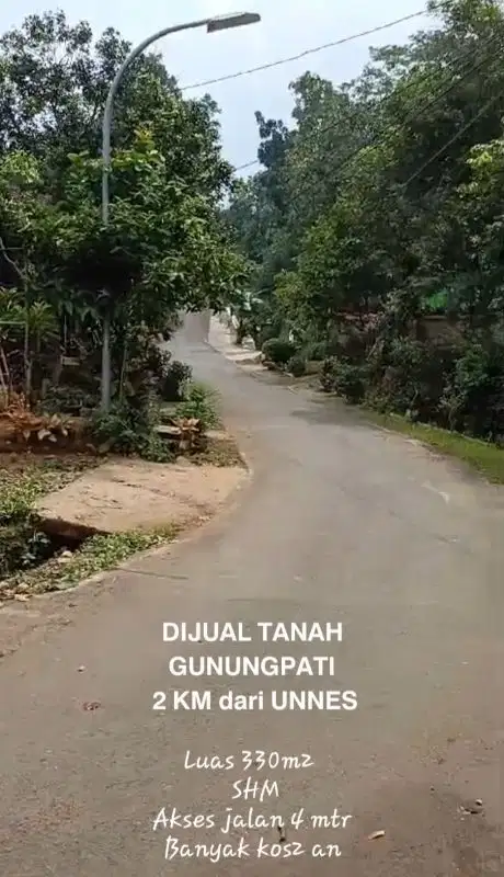 DIJUAL TANAH GUNUNGPATI DEKAT KAMPUS UNNES SEMARANG