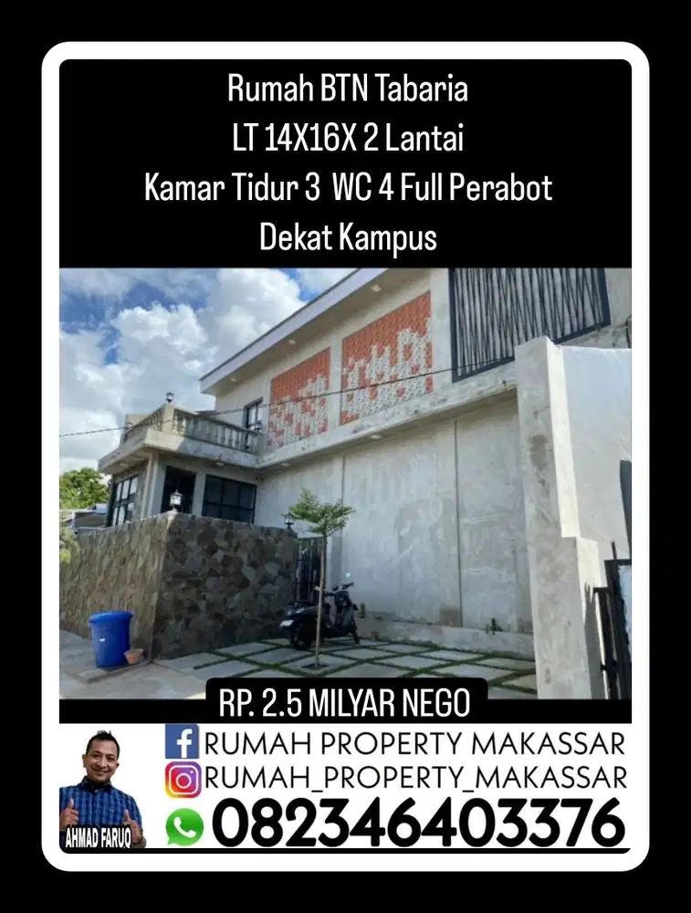 BTN Tabaria+Kolam Renang LT 14X16X 2 Lti Kmr 3 WC 4 Full Perabot