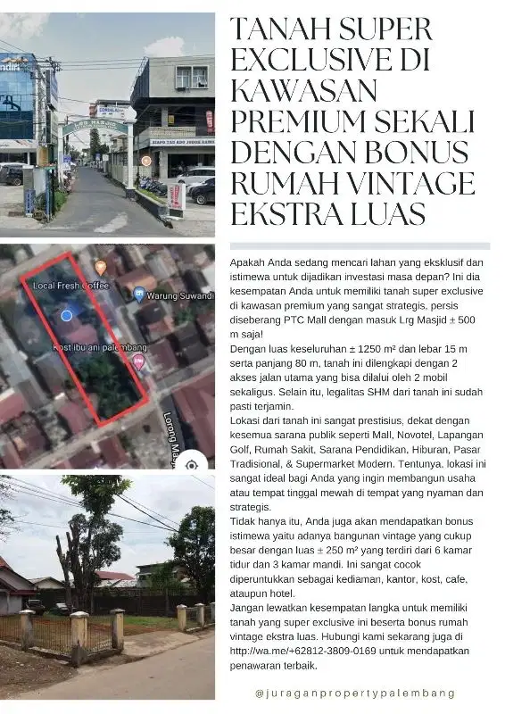 jual tanah bonus rumah depan PTC