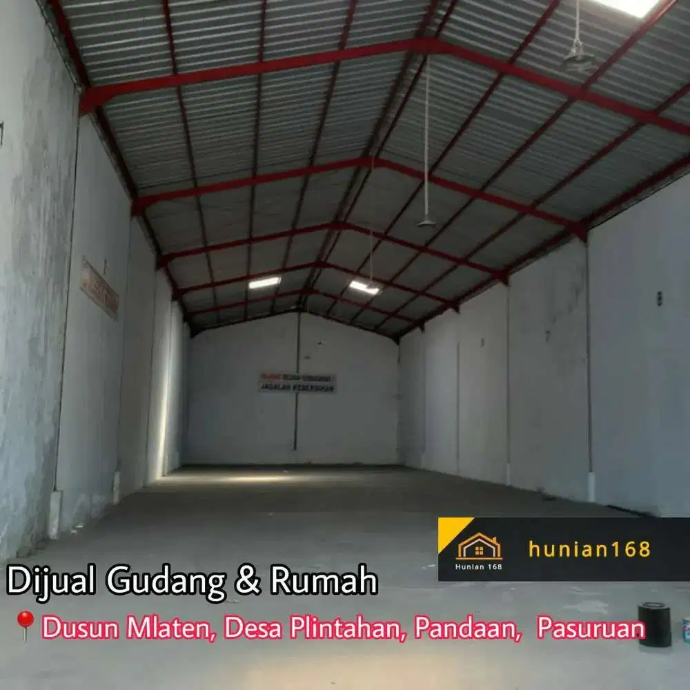 JUAL Gudang Workshop Bengkel Rumah Kost Hotel Mlaten Plintahan Pandaan