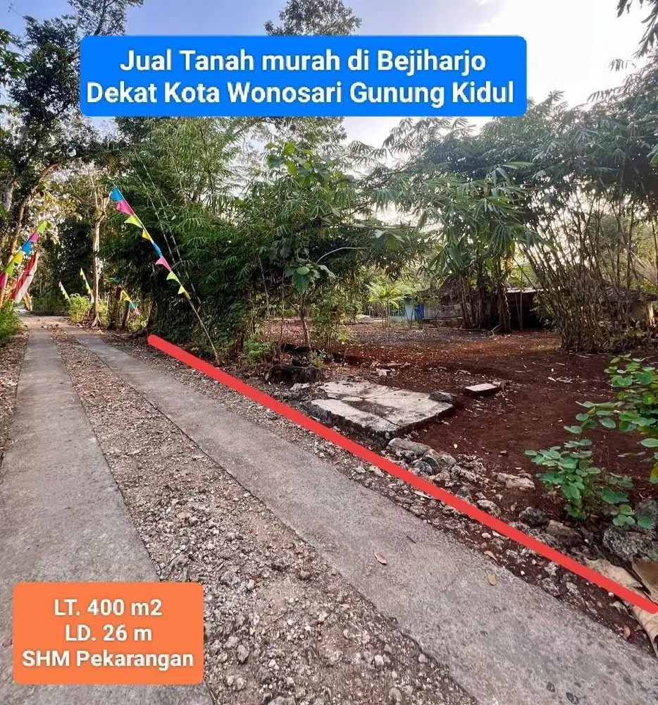 Jual cepat tanah murah dekat kota wonosari di bejiharjo gunung kidul