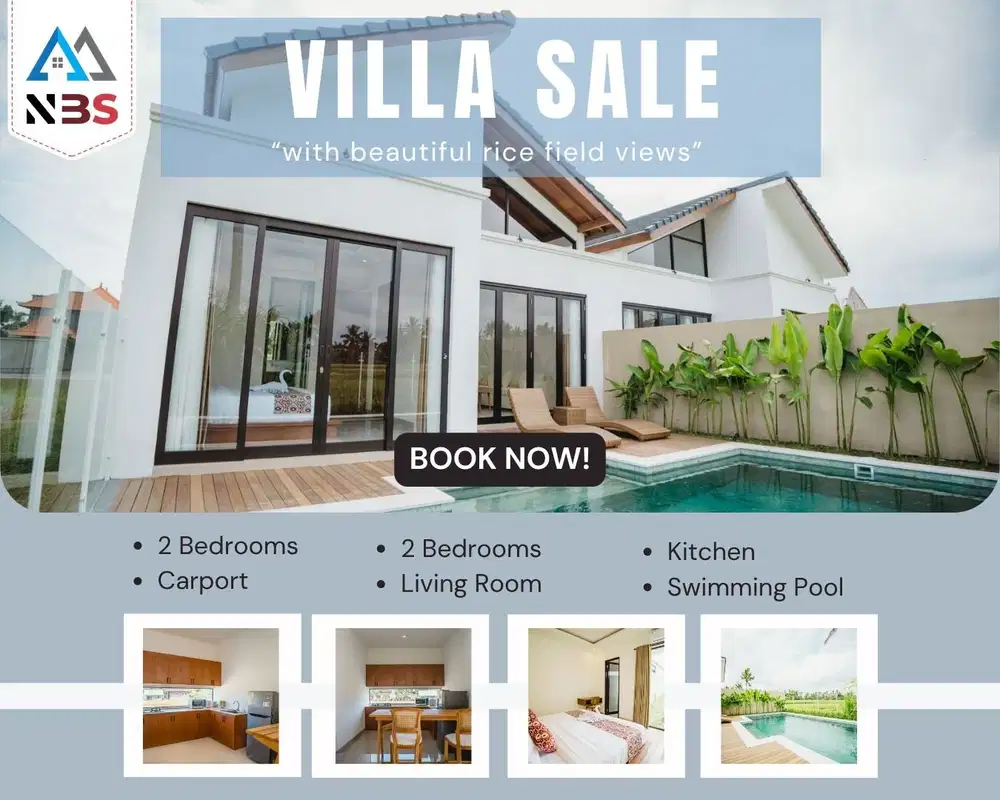 DIJUAL 2 UNIT VILLA DIJUAL FREEHOLD PEMANDANGAN SAWAH DI UBUD