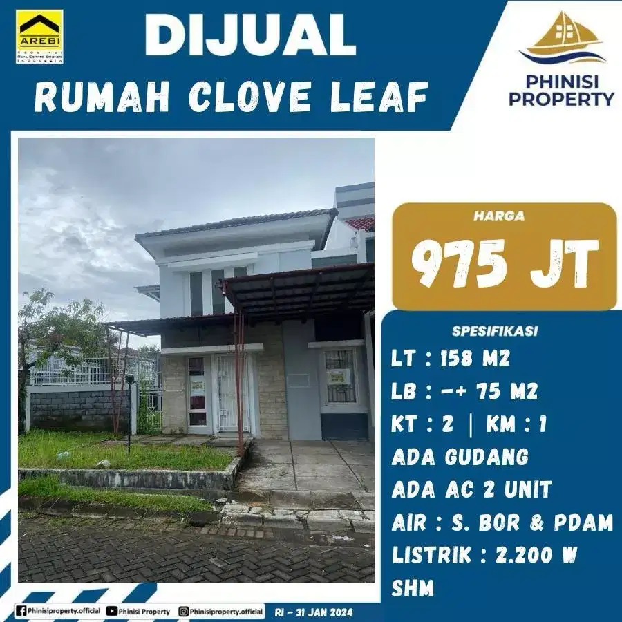 DIJUAL Rumah Sudut Harga Murah di The Clove Tanjung Bunga