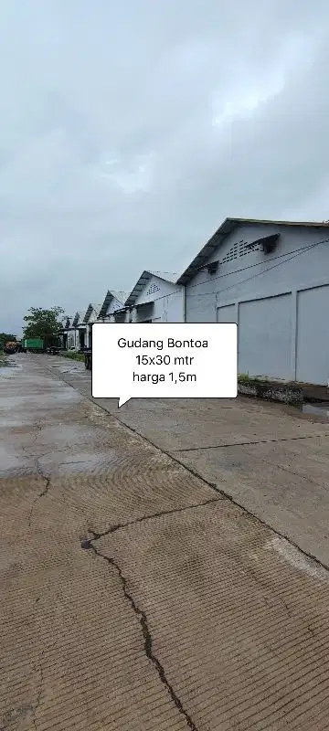 Gudang Murah Bontoa indah 15x30 mtr dekat Parangloe lantebung