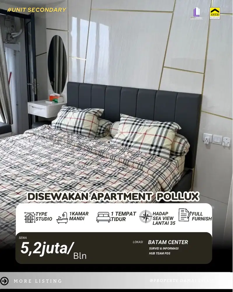 Disewakan Studio Apartment Pollux Habibie