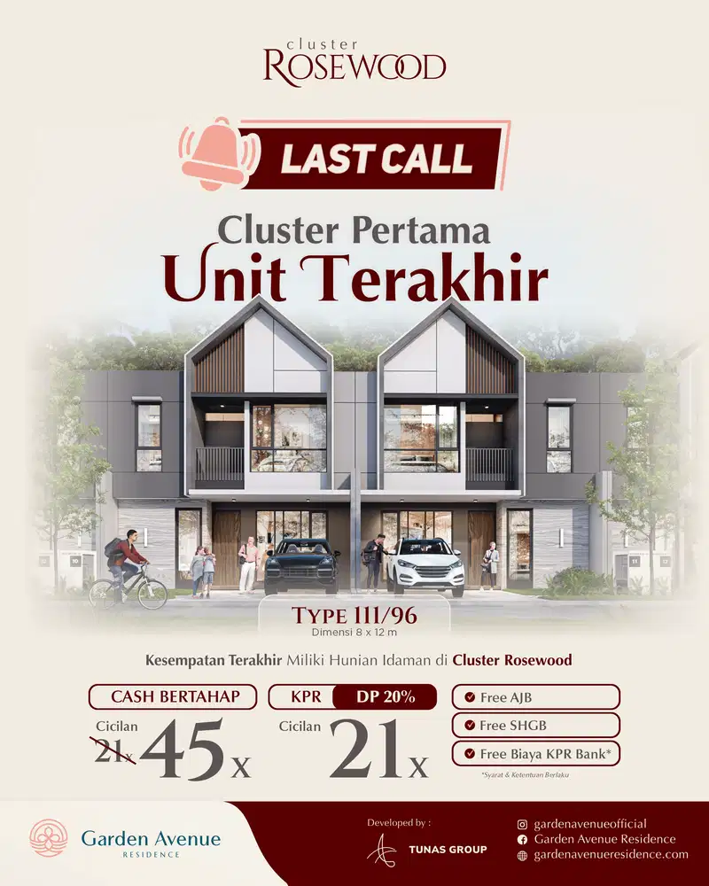 Promo Unit Terakhir Rumah di Cluster Rosewood Garden Avenue Residence