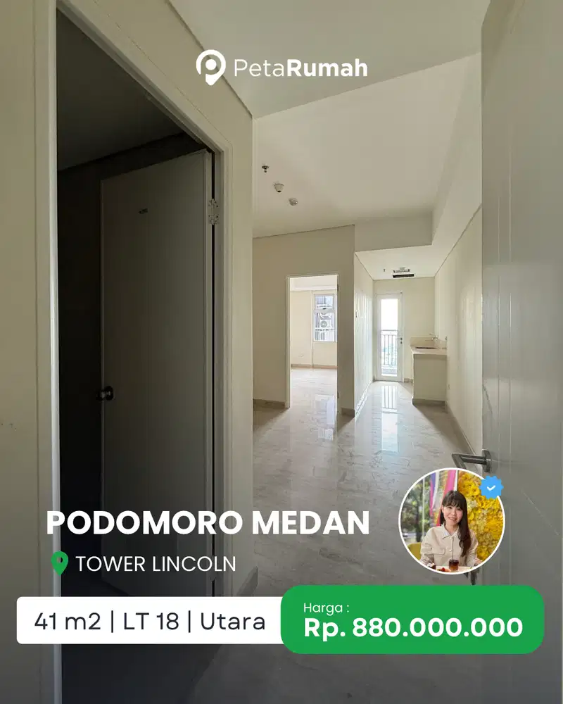 DIJUAL RUGI APARTEMEN PODOMORO CITY DELI MEDAN TOWER LINCOLN