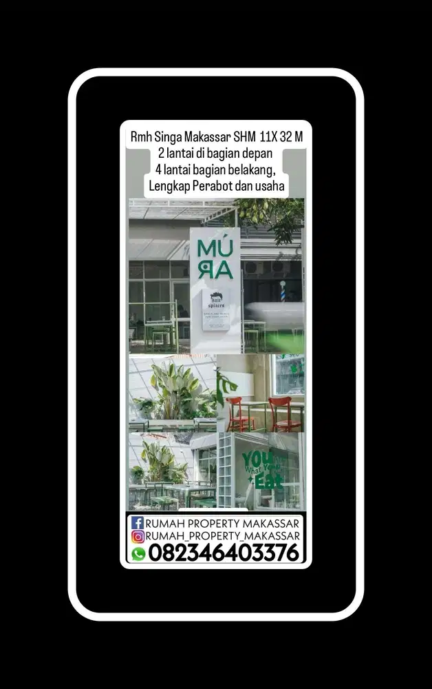 Rumah Singa Makassar SHM  11X 32 M 2 lantai di bagian depan  4 lantai
