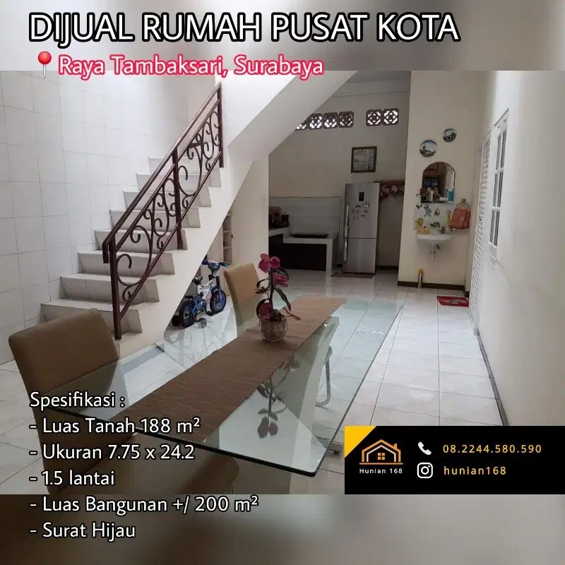 Rumah Kantor Raya Tambaksari Ngaglik Kapasari Pusat Kota Surabaya