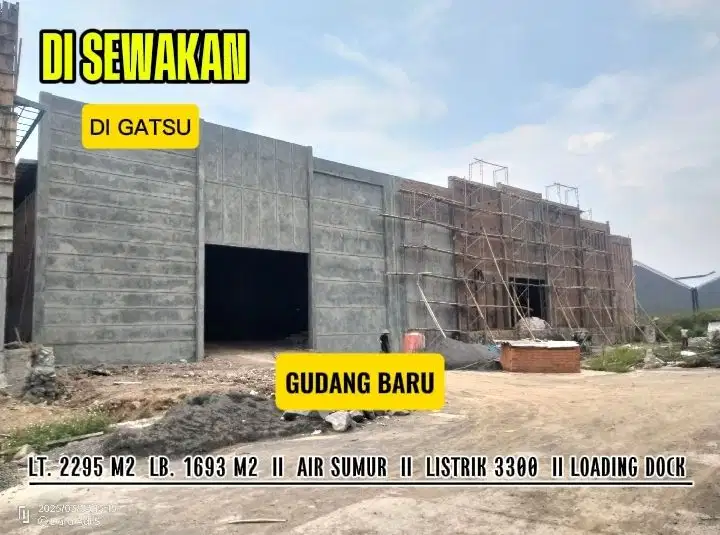 DISEWAKAN GUDANG GATSU/ KIC SEMARANG BARAT