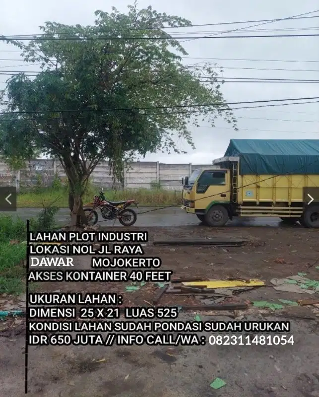 Tanah pinggir jalan raya (berada di samping kiri pabrik baja dawar)