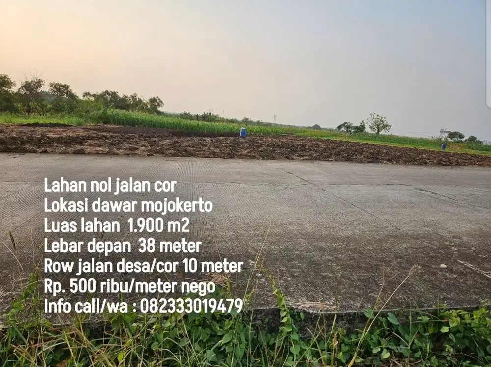 Lahan nol jalan cor plot gudang dawar mojokerto