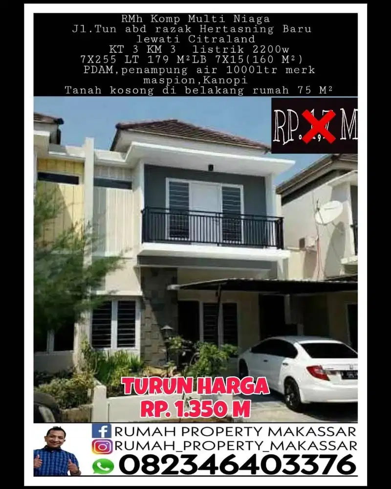Turun Harga Rmh Multi Niaga Jl. Tun abd razak 7X25-2 Lti Kmr 3 WC3