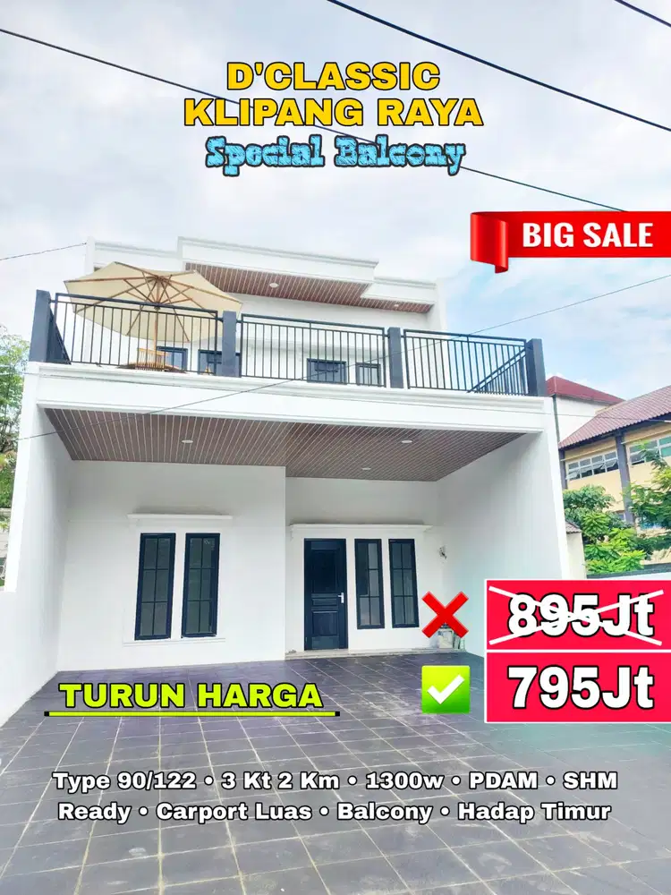 Rumah Baru Full Balkon Klipang – Harga Turun, Siap Huni!