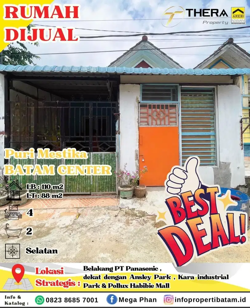 Rumah dijual murah 1,5 Lantai dekat  pt Panasonic Puri Mestika