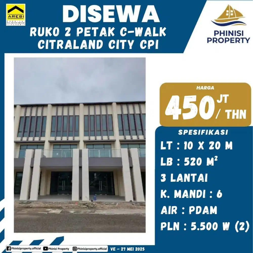 DISEWAKAN RUKO BARU, 2 PETAK COCOK BUAT SEGALA JENIS USAHA