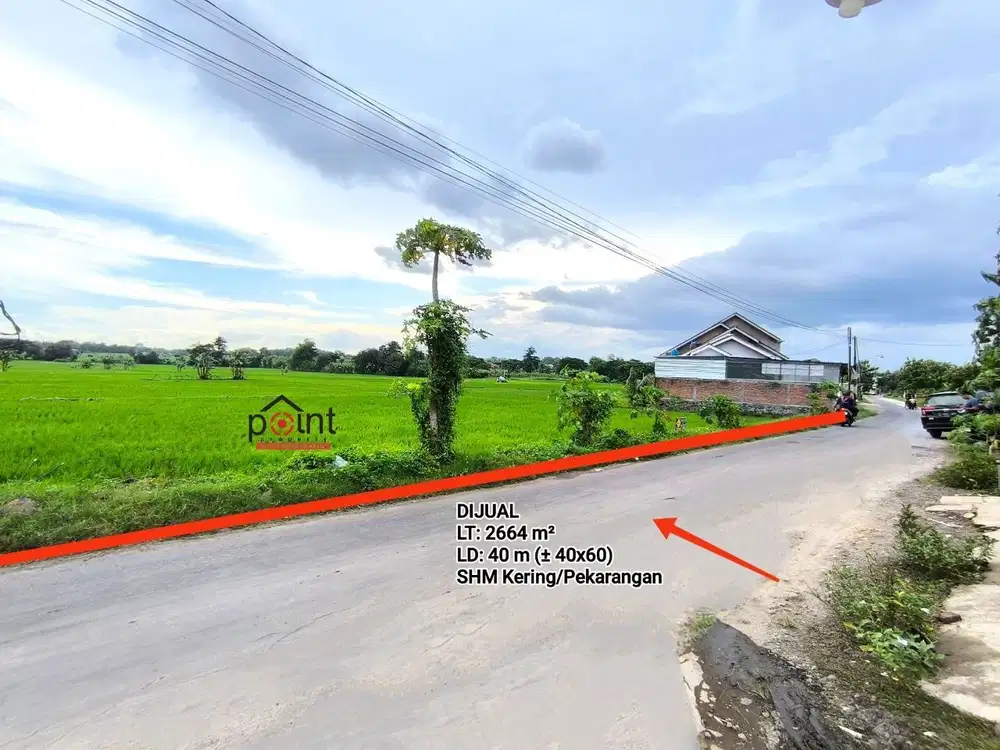 Tanah Luas Cocok utk Perumahan atau Gudang SHM Kering Jalan Utama