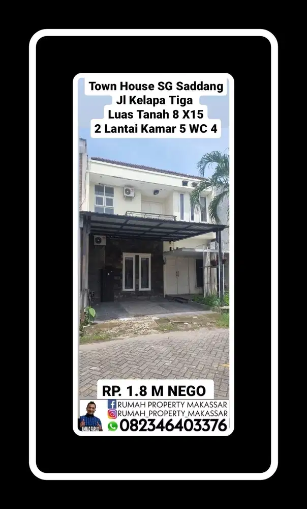 Town House SG Saddang Jl Kelapa Tiga  LT 8 X15 2 Lti kmr 5 WC4