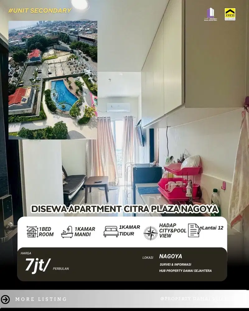 Disewakan Apartment onebedroom Citra plaza nagoya