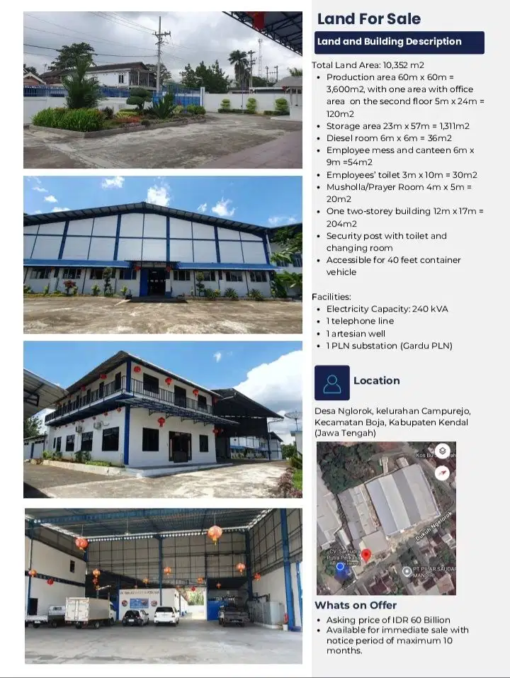 DIJUAL PABRIK GARMENT AKTIF DI BOJA KENDAL, JAWA TENGAH