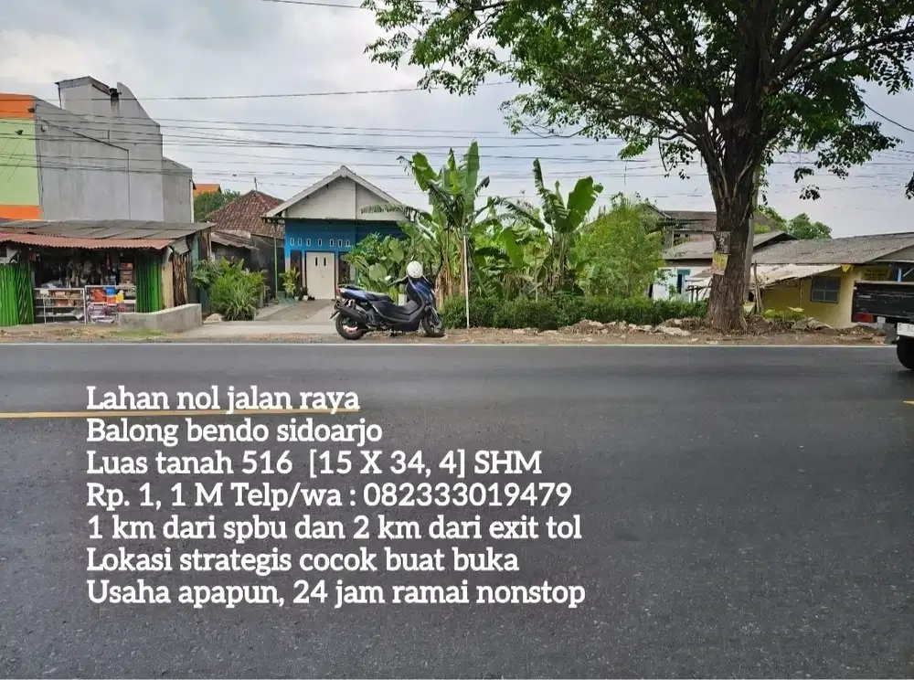 Tanah pinggir jalan raya balong bendo sidoarjo