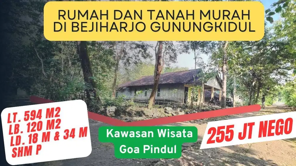 Jual Rumah murah dekat kota Wonosari Gunung Kidul Bonus Tanah Luas