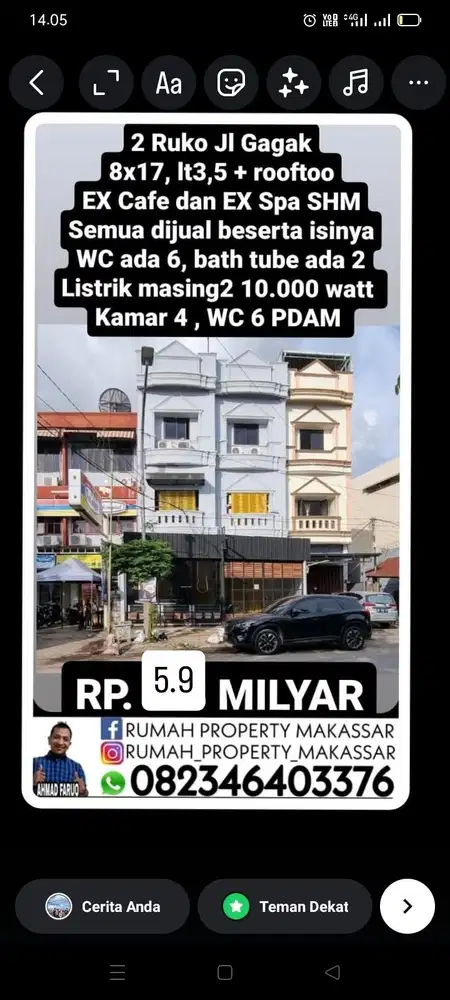 Trn Hrg Dijual Ruko GagaK 2 Unit UK. 8 m x 23 m, 3,5 lantai + rooftop