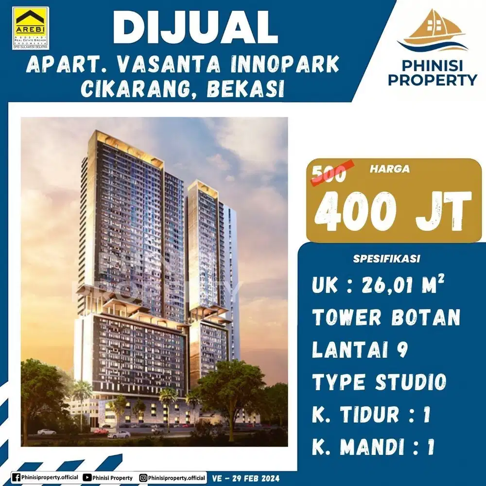 DIJUAL APARTMENT CUMA 400 JUTAAN DI VASANTA APARTMENT