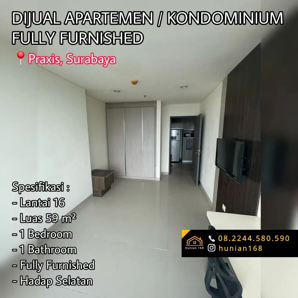 Apartemen 1BR 1 BR Praxis Fully Furnished Pusat Tengah Kota Surabaya