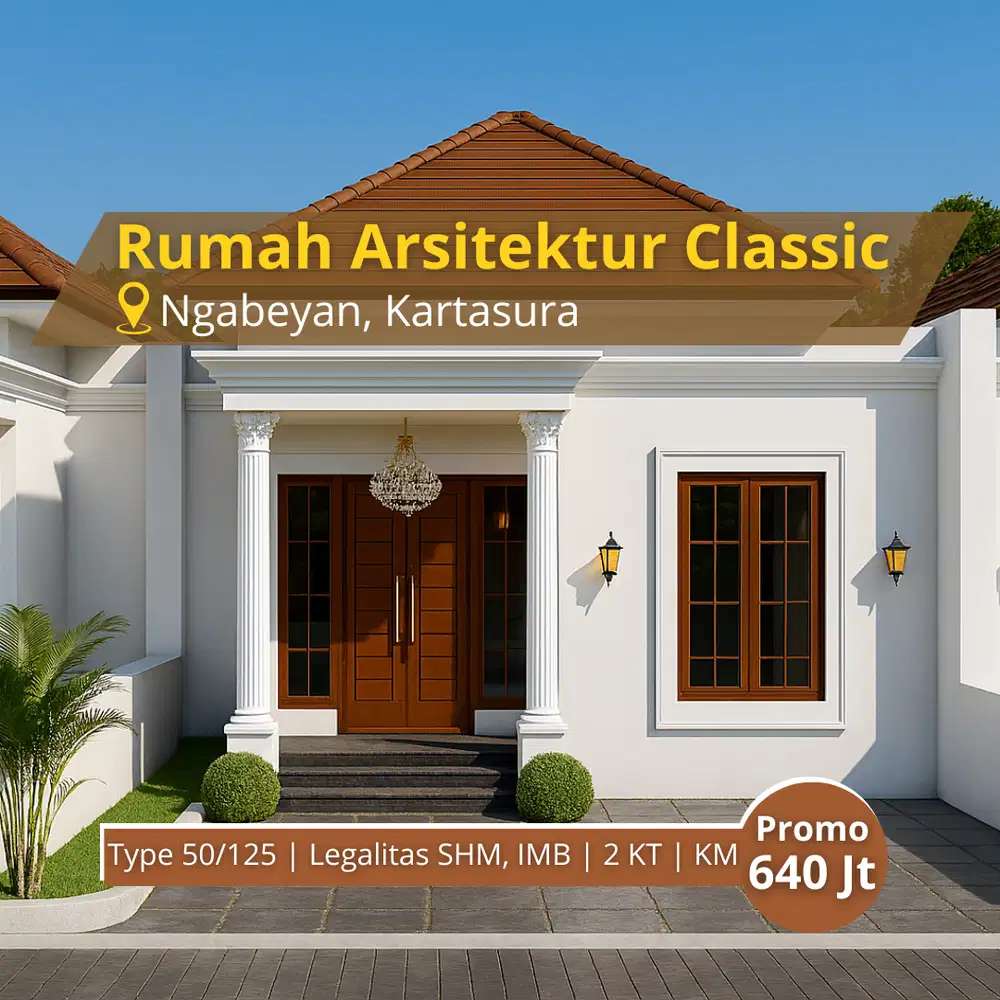 Area Solo Barat: Rumah Model Classic Type 50/125, Cuma 600 Jt-an